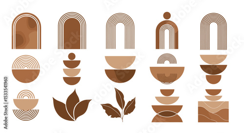 Geometric Shapes And Boho Elements For Logo Design And Decoration Elements
