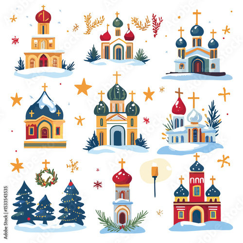 Festive Orthodox Church Icons for Christmas, Orthodox Christmas, Orthodox Christmas Celebration