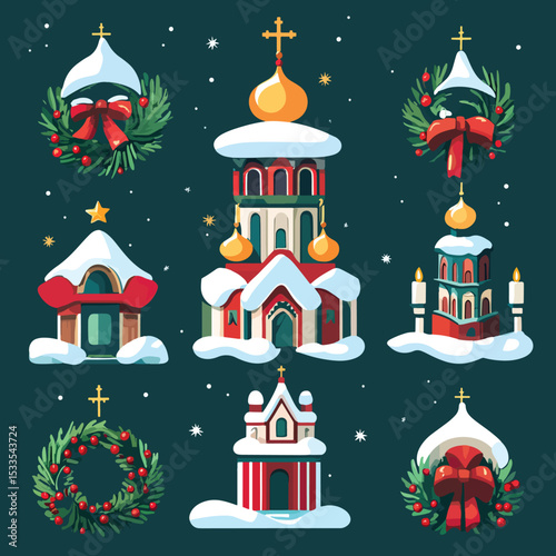 Festive Orthodox Church Icons for Christmas, Orthodox Christmas, Orthodox Christmas Celebration