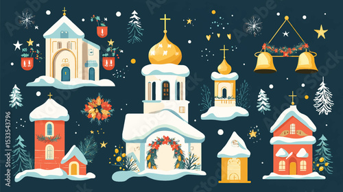 Festive Orthodox Church Icons for Christmas, Orthodox Christmas, Orthodox Christmas Celebration