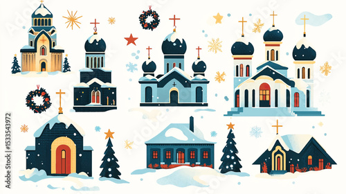 Festive Orthodox Church Icons for Christmas, Orthodox Christmas, Orthodox Christmas Celebration