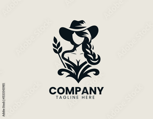Charming Country Lady Rustic Charm Southern Belle Nature Lover Vector Logo Design
