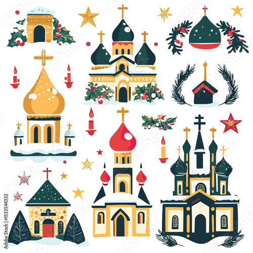 Festive Orthodox Church Icons for Christmas, Orthodox Christmas, Orthodox Christmas Celebration