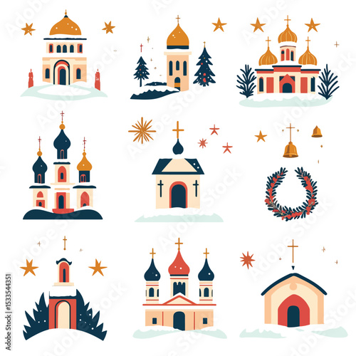 Festive Orthodox Church Icons for Christmas, Orthodox Christmas, Orthodox Christmas Celebration