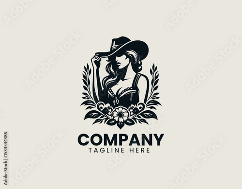 Charming Country Lady Rustic Charm Southern Belle Nature Lover Vector Logo Design