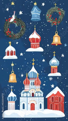 Festive Orthodox Church Icons for Christmas, Orthodox Christmas, Orthodox Christmas Celebration