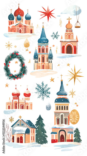Festive Orthodox Church Icons for Christmas, Orthodox Christmas, Orthodox Christmas Celebration
