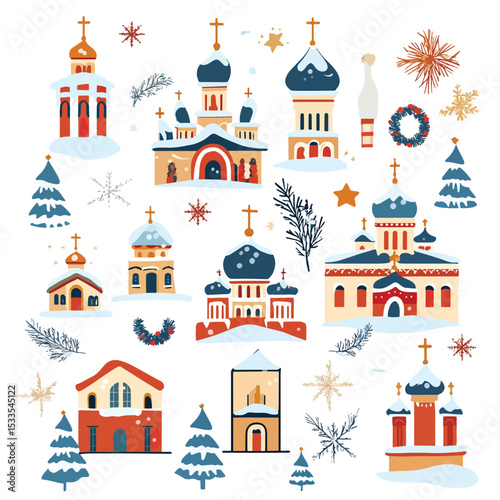 Festive Orthodox Church Icons for Christmas, Orthodox Christmas, Orthodox Christmas Celebration
