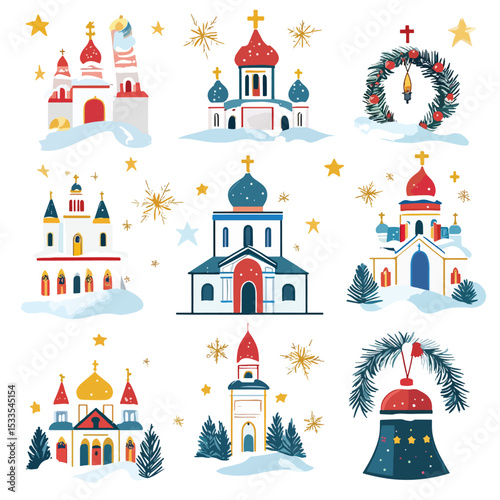 Festive Orthodox Church Icons for Christmas, Orthodox Christmas, Orthodox Christmas Celebration