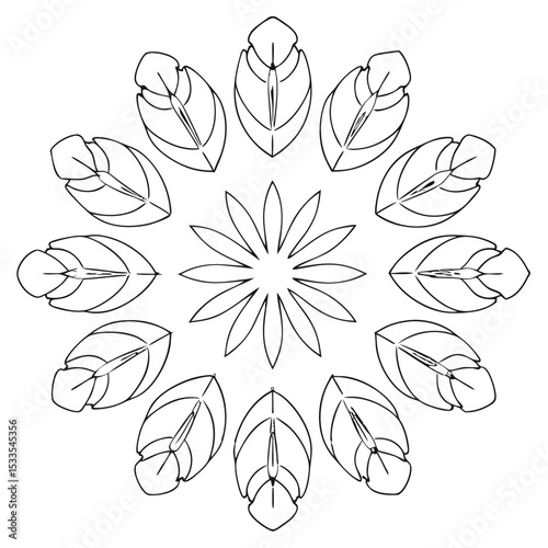 Snowflake Mandala Coloring Page – Winter Geometric Outline for Kids and Adults