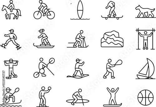 Lifestyle Line Icons Set. Health, Fitness, Wellness, Daily Routine. Editable Stroke. Vector Illustration