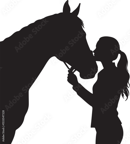 GIRL KISSING HORSE SILHOUETTE