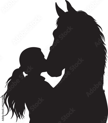 GIRL KISSING HORSE SILHOUETTE