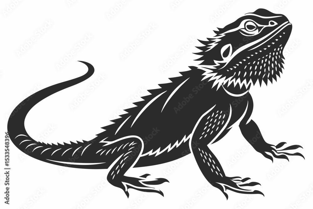 Fototapeta premium bearded dragon sihouette black vector 