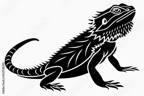 bearded dragon sihouette black vector 