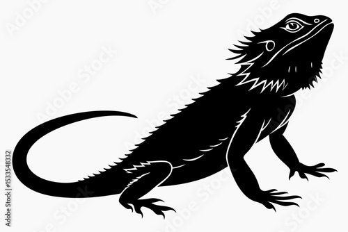bearded dragon sihouette black vector 