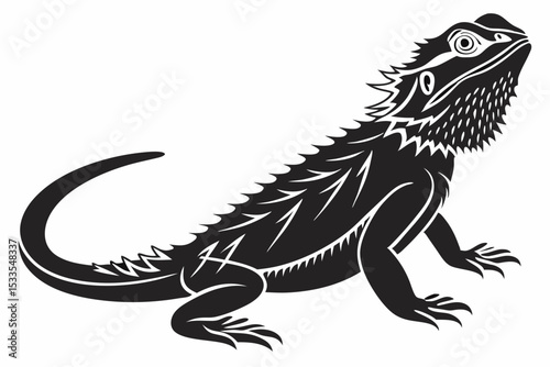 bearded dragon sihouette black vector 