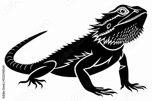 bearded dragon sihouette black vector 