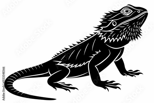 bearded dragon sihouette black vector 