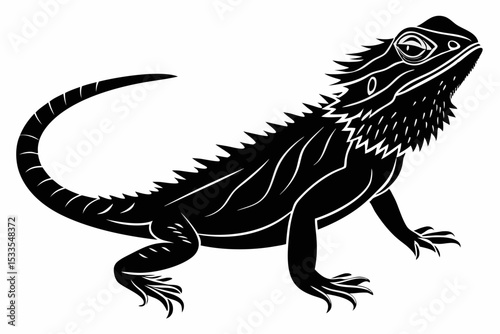 bearded dragon sihouette black vector 