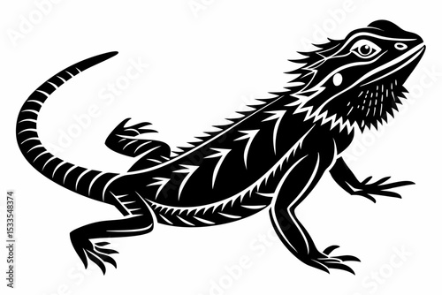 bearded dragon sihouette black vector 