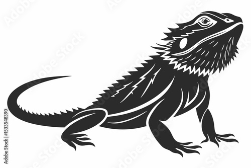bearded dragon sihouette black vector 