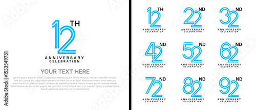 logo anniversary set. blue and black color on white background for special event