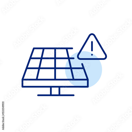 Solar battery panel and warning. Danger of alternative energy sources. Pixel perfect, editable stroke icon