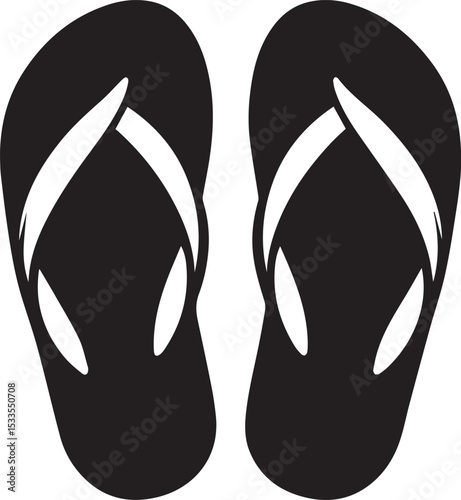 Black and White Flip-Flops Vector Silhouette	
