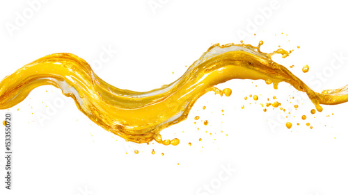 Dynamic fluid motion yellow liquid splashing against abstract pixelated background design element