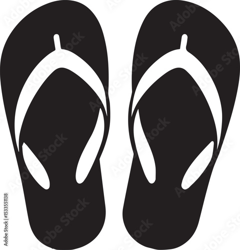 Black and White Flip-Flops Vector Silhouette	
