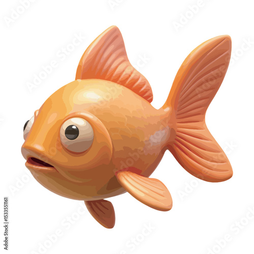 3D style Gold fish vector art illustration.