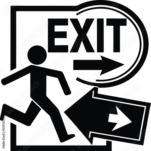 Adobe Illustrator Artwork  fire exit icon, direction of movement in case of fire, evacuation stairs, arrow down, thin line symbol - editable stroke vector illustration
