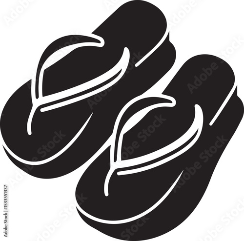 Black and White Flip-Flops Vector Silhouette	
