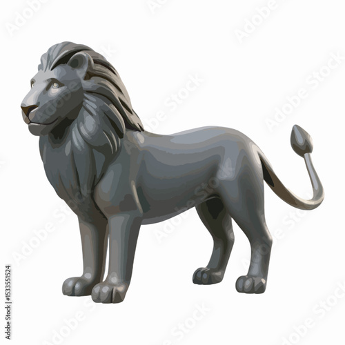 3D style Lion vector art silhouette.