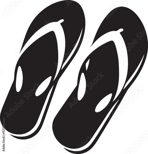 Black and White Flip-Flops Vector Silhouette	
