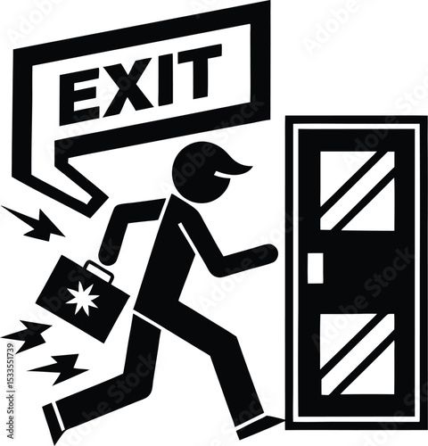 Adobe Illustrator Artwork  fire exit icon, direction of movement in case of fire, evacuation stairs, arrow down, thin line symbol - editable stroke vector illustration
