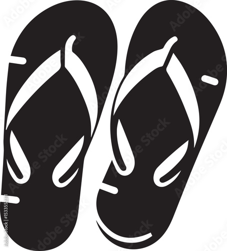 Black and White Flip-Flops Vector Silhouette	
