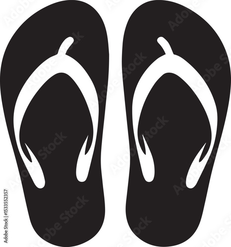 Black and White Flip-Flops Vector Silhouette	
