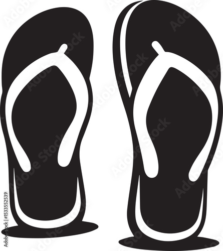 Black and White Flip-Flops Vector Silhouette	
