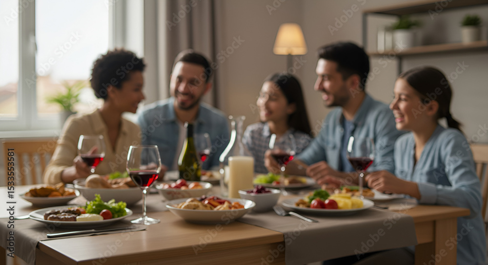 Family dining together