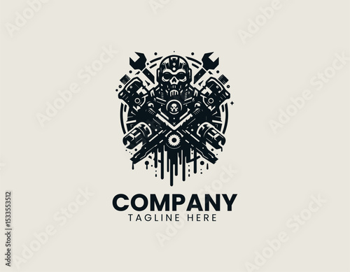 Destructive Robot Powerful Machine Apocalyptic Cybernetic Force Vector Logo Design