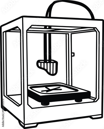 grown meat printer art logo ,illustration of a kitchen stove