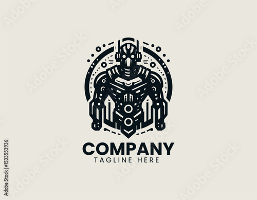 Destructive Robot Powerful Machine Apocalyptic Cybernetic Force Vector Logo Design