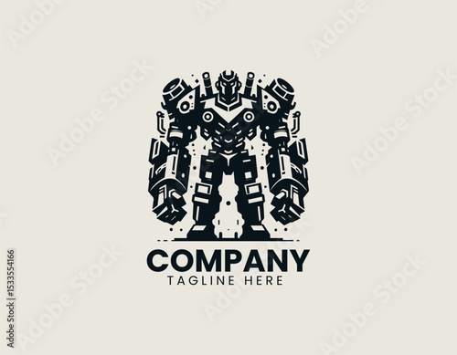 Destructive Robot Powerful Machine Apocalyptic Cybernetic Force Vector Logo Design