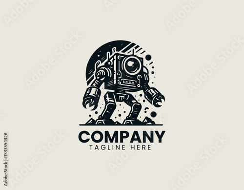 Destructive Robot Powerful Machine Apocalyptic Cybernetic Force Vector Logo Design