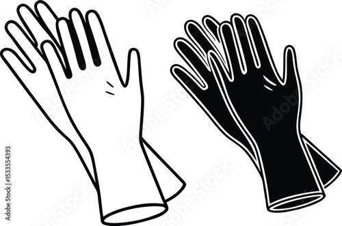 Black and white vector silhouette illustration of human hands with fingers in the air, gesturing a symbol of volunteerism and people, inspiration, social, equality, empowerment