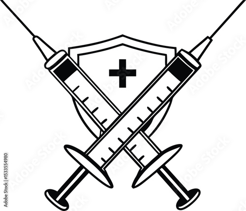 Medical immunization art logo of silhouette ,