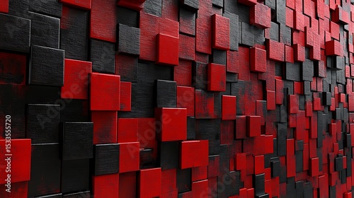 A Texture of Red and Black Shapes

