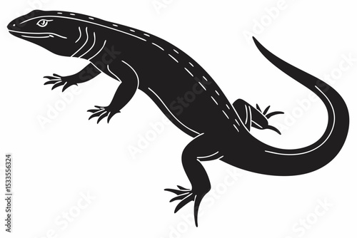 blue tongue skink sihouette black vector